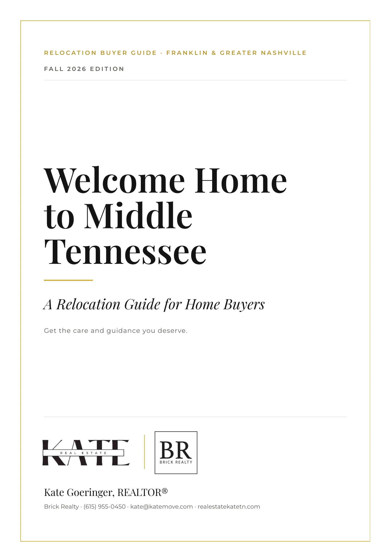 Cover of Kate Goeringer's Fall 2026 Middle Tennessee Relocation Buyer Guide